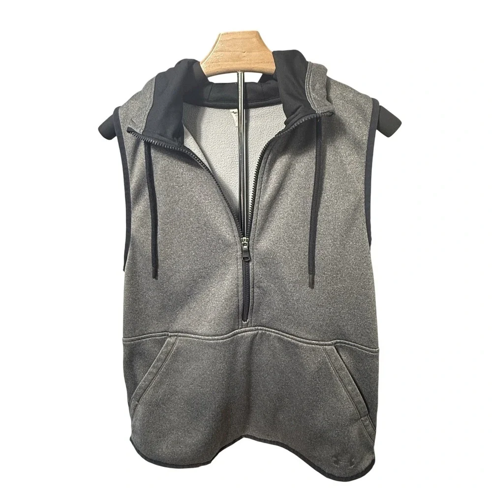 Under Armour Storm‎ 1 Sleeveless Hoodie Vest Womens Small Gray 1/4 Zip Fleece